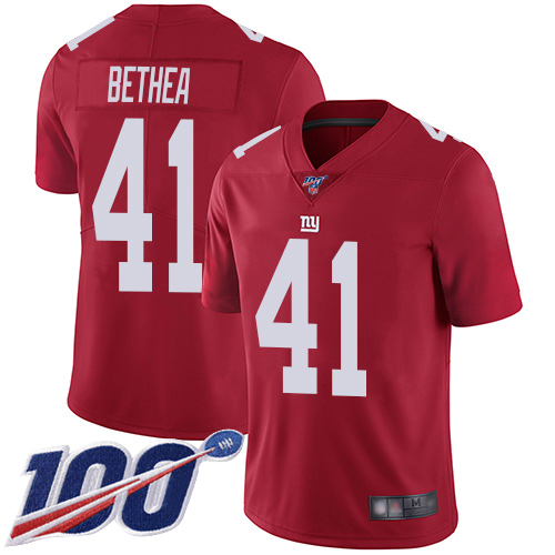 Men New York Giants 41 Antoine Bethea Red Limited Red Inverted Legend 100th Season Football NFL Jersey